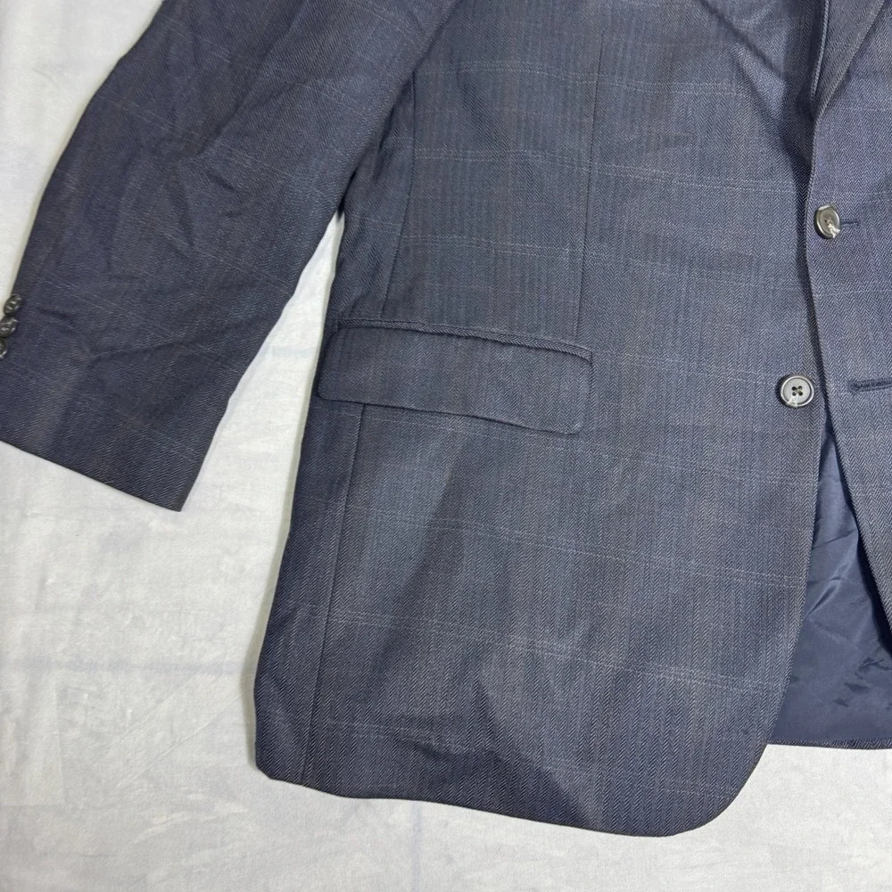 Lauren Ralph Lauren Mens Sport Coat Blazer Blue Plaid Wool Lined‎ Two Button 44R